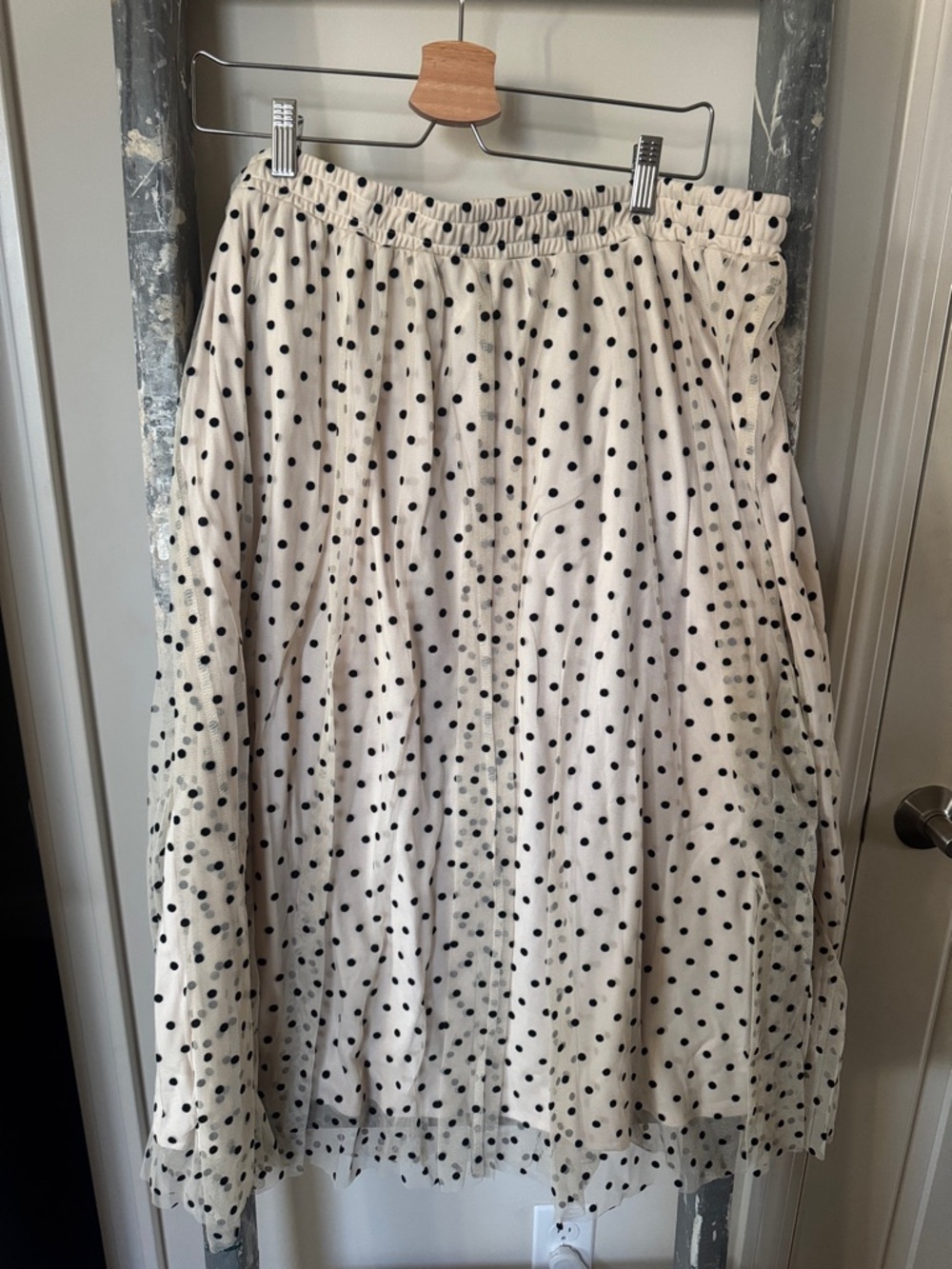 H&M Cream Maxi Skirt with Black Polka Dots